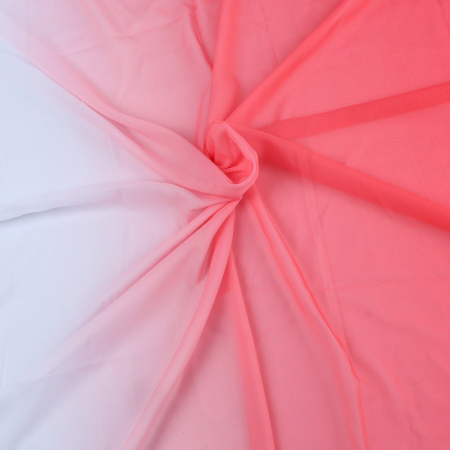 Ombre Gradient Color Shade Fabric 100D Chiffon Draped Fabric for Wedding Gowns 145x50cm: Red to White