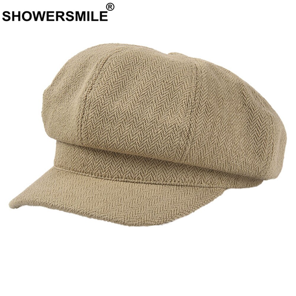 Showersmile retro uutispoika lippalakki naiselle kevät kesä naisille kahdeksankulmainen hattu tiilenpunainen merkki brittiläinen litteä lippalakki
