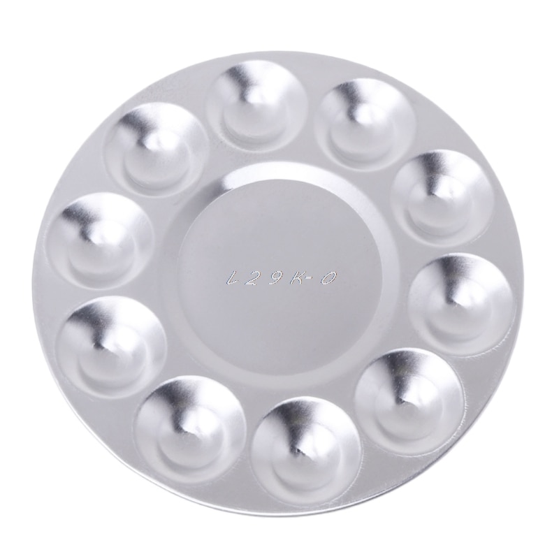 Olie maling palet plade aluminium rund olie maling palet kunst farve blandingsplade med 10 riller kunst forsyninger