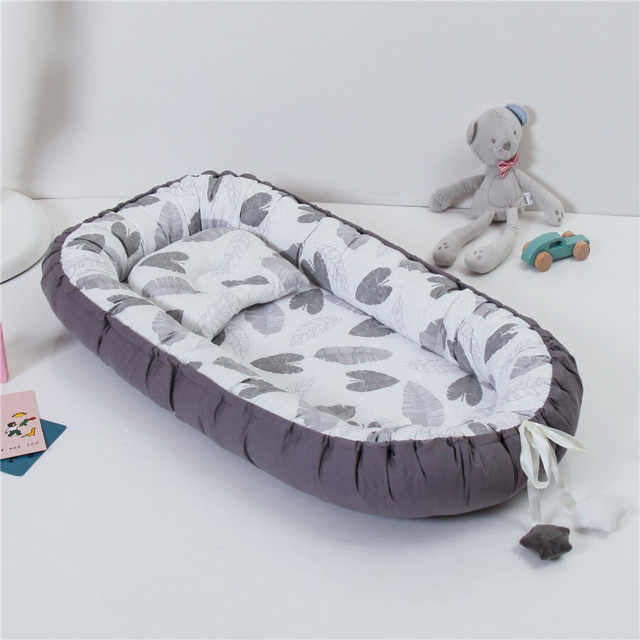 Babynest med pude pude nyfødt seng bærbar dreng pige rejseseng behagelig blød bomuld baby vugge baby mobil tremmeseng: N15