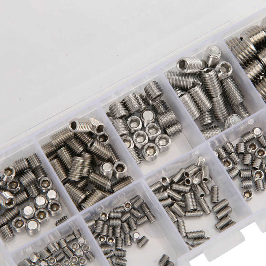 300pcs Stainless Steel Socket Hex Set Grub Screw Assortment Cup Point