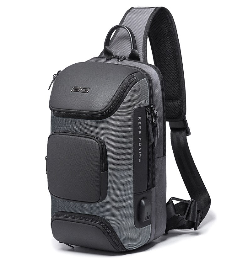 Xiaomi Cross Body Shoulder Sling Bag Waterproof USB Charging Chest Packs Men Sports Outdoor Leisure Crossbody Trip Pack: Gray