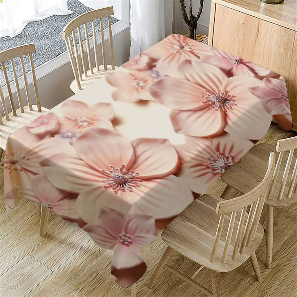 Duge 3d blomster duge vaskbar rektangulær te borddækning spisestue hjem indretning køkken spisebord klud  #lr3: -en