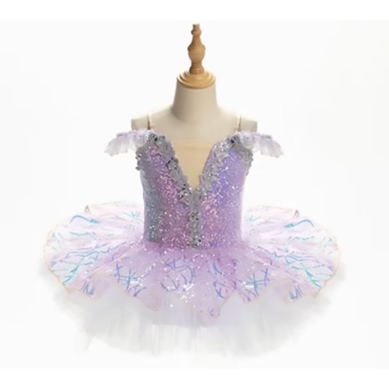 Vestito da balletto professionale per bambini Tutù di balletto verde tutù di balletto del Lago dei cigni costume per bambini Balletto La bella addormentata Abbigliamento da spettacolo: XS / Viola