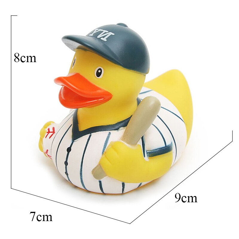 ESALINK 8-10Cm pływająca kaczka policja Baseball strażacy gumowa Ducky zabawka do kąpieli dziecko poznawcze zabawki kąpielowe zabawki edukacyjne: YN024-1pcs
