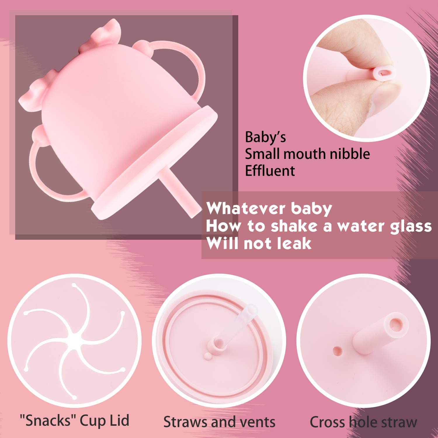 2-In-1 Snack Cup Babytraining Drinkbeker Siliconen Peuter Morsbestendig Sippy Cup Met Deksels Niveau Indicator baby Open Cup