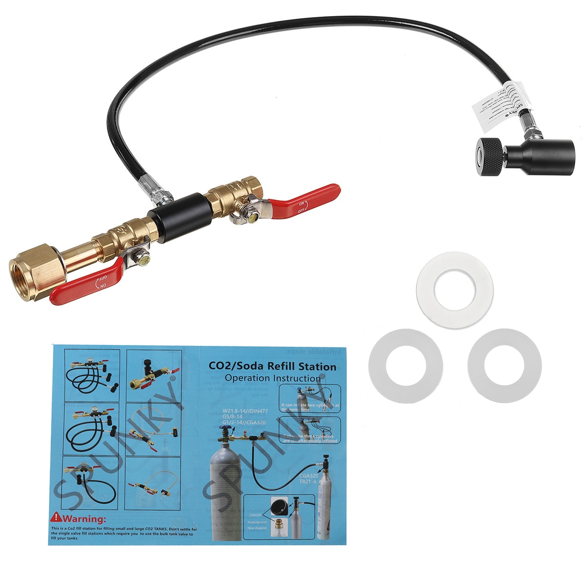 1500PSI W21.8-14 to TR21-4 Connector Adapter With 24inch Hose for CO2 Soda Cylinder Refill Station