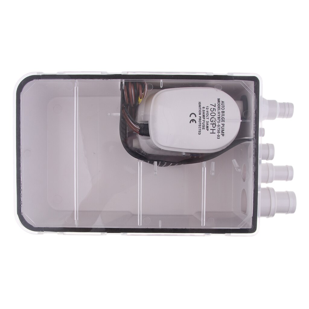 Boat RV Caravan Shower Sump Pump System Box - DC 12V - 750 GPH - Automatic - Multi-Port Inlet