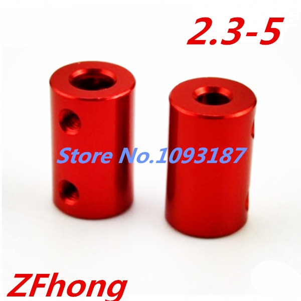 1 st 2.3x5 Rode aluminium coupler D12 L20 voor 2.3mm as 5mm shaft voor motor as model coupling