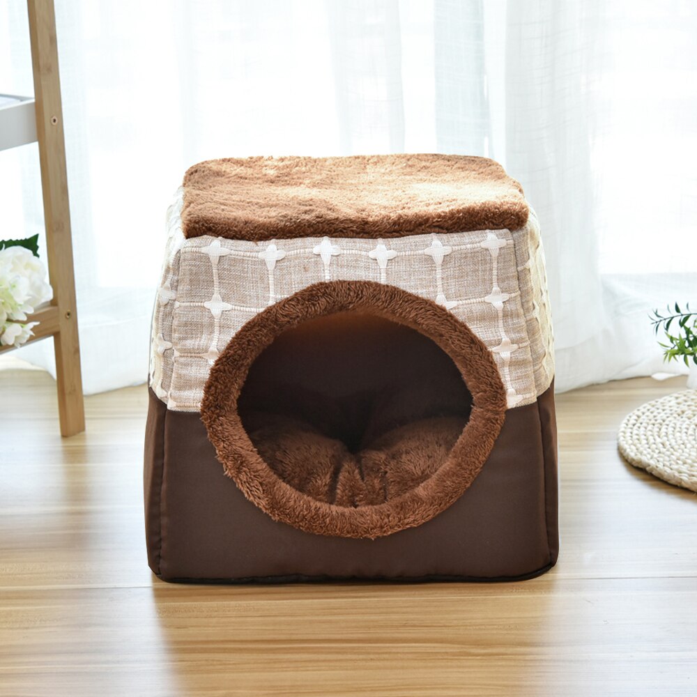 Huisdier Huis Warm Dog Bed Kennel Kat Slapen Nest Opvouwbare Pubby Mat Huis Winter Gesloten Type Bed Hol Kat Kitten tent Kat Levering