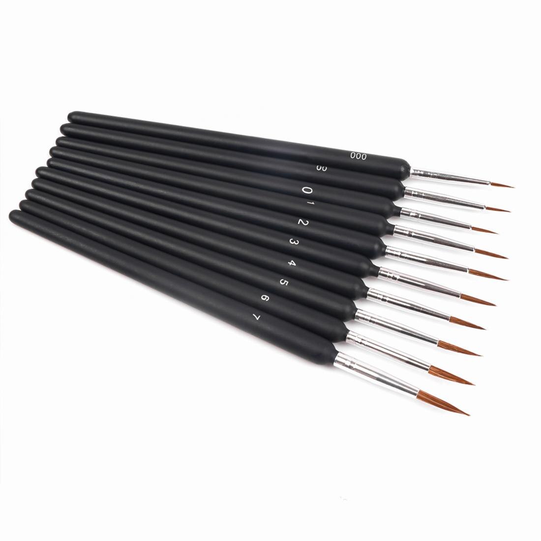 10 PCS Miniature Paint Brushes Set Nylon Hook Line Pen Art Liner Drawing For Acrylic Watercolor Painting Brushes