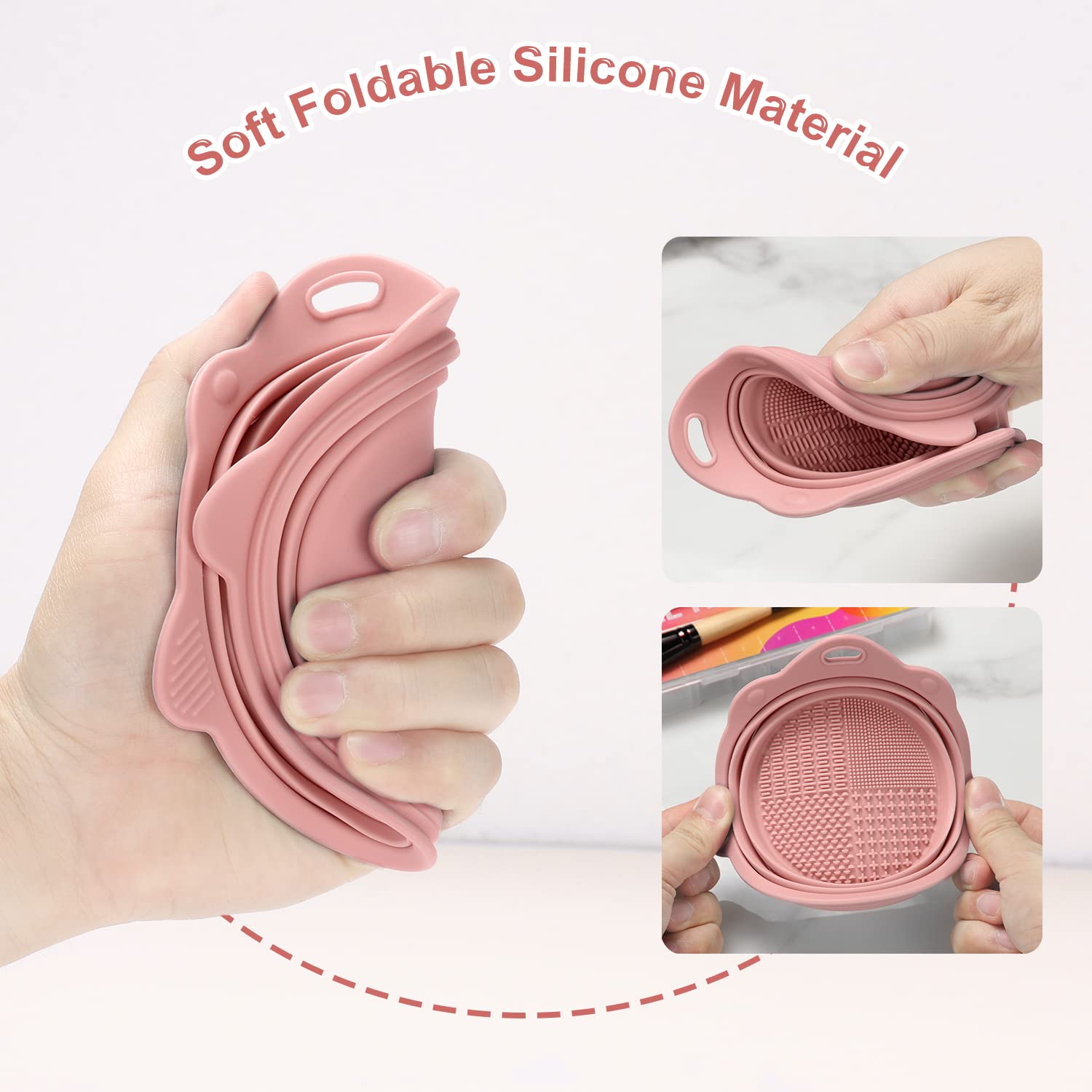 1pc Foldable Silicone Makeup Brush Cleaner Bowl - Portable Cleaning Tool for Brushes, Powder Puffs, and Sponges