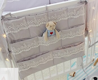 5 stücke Set Neugeborenen Baby Runde Krippe Stoßstangen INS Spitze Baby Oval Bett Baumwolle Einfarbig Umliegenden Schutz Baby Wiege bettwäsche: 1pc bed side pocket