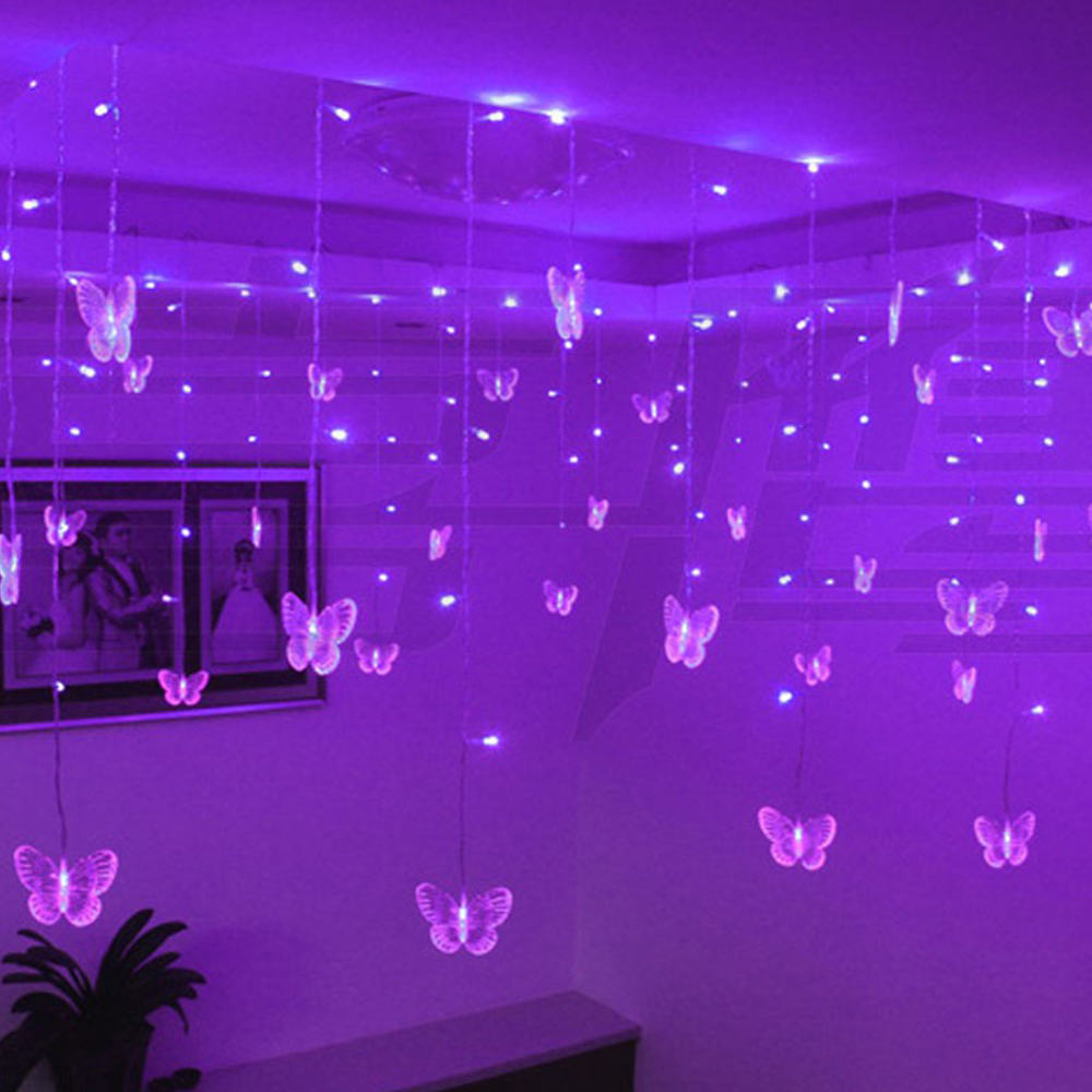 Rideau lumineux papillon à lumière LED, 3.5m, guirlande de noël, féerique, pour , mariage, fête, maison, nouvel an, décoration