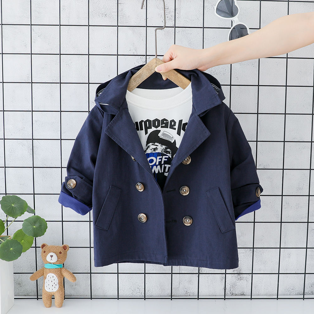 Efterår vinter baby drenge og piger jakker frakker børn lange stribede trenchcoats til drenge børn hætteovertøj babyjakke