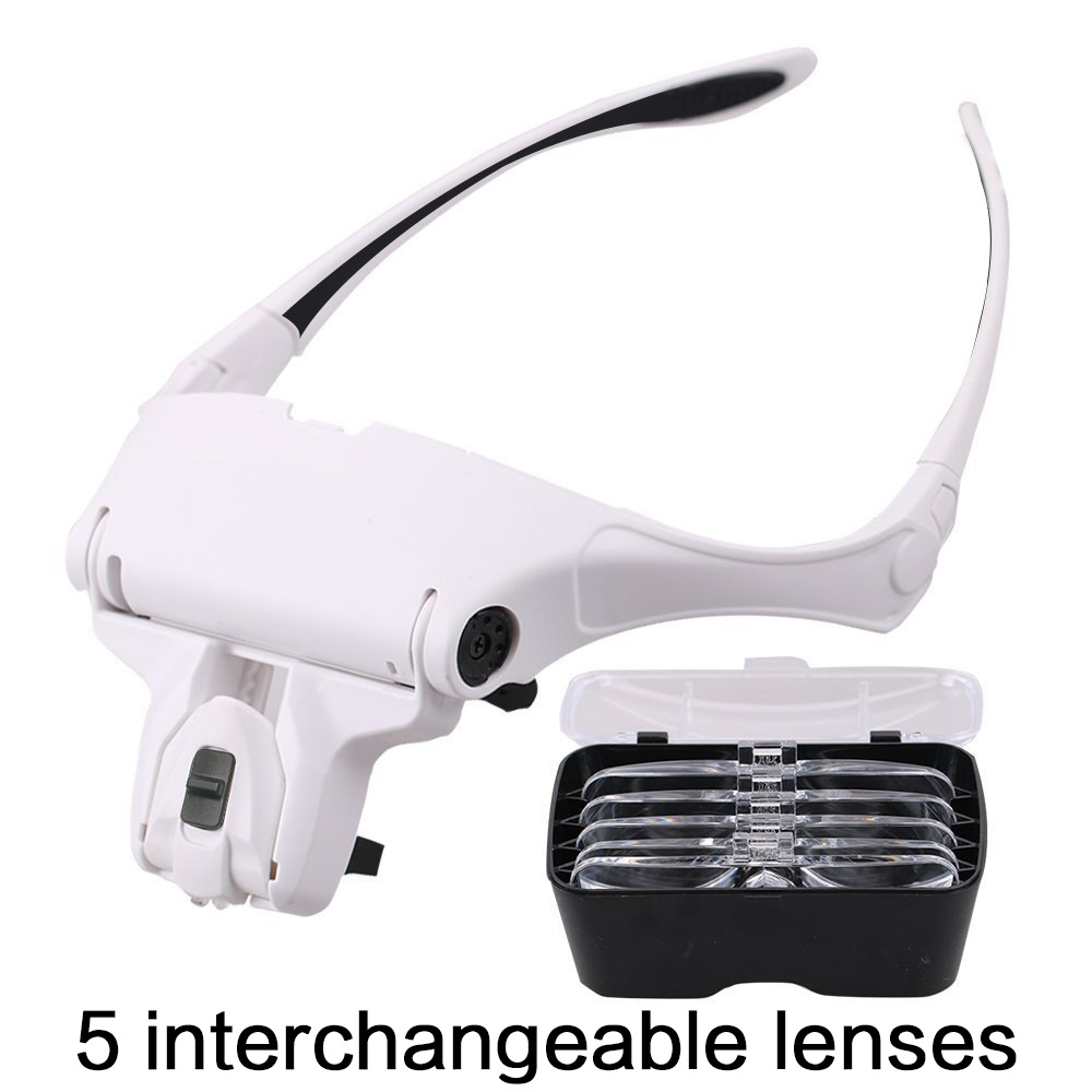 Vergrootglazen LED-licht Lampkop Loep Juwelier Hoofdband Vergrootglas Bril Optisch glas Gereedschap Reparatie Leesvergrootglas: Default Title