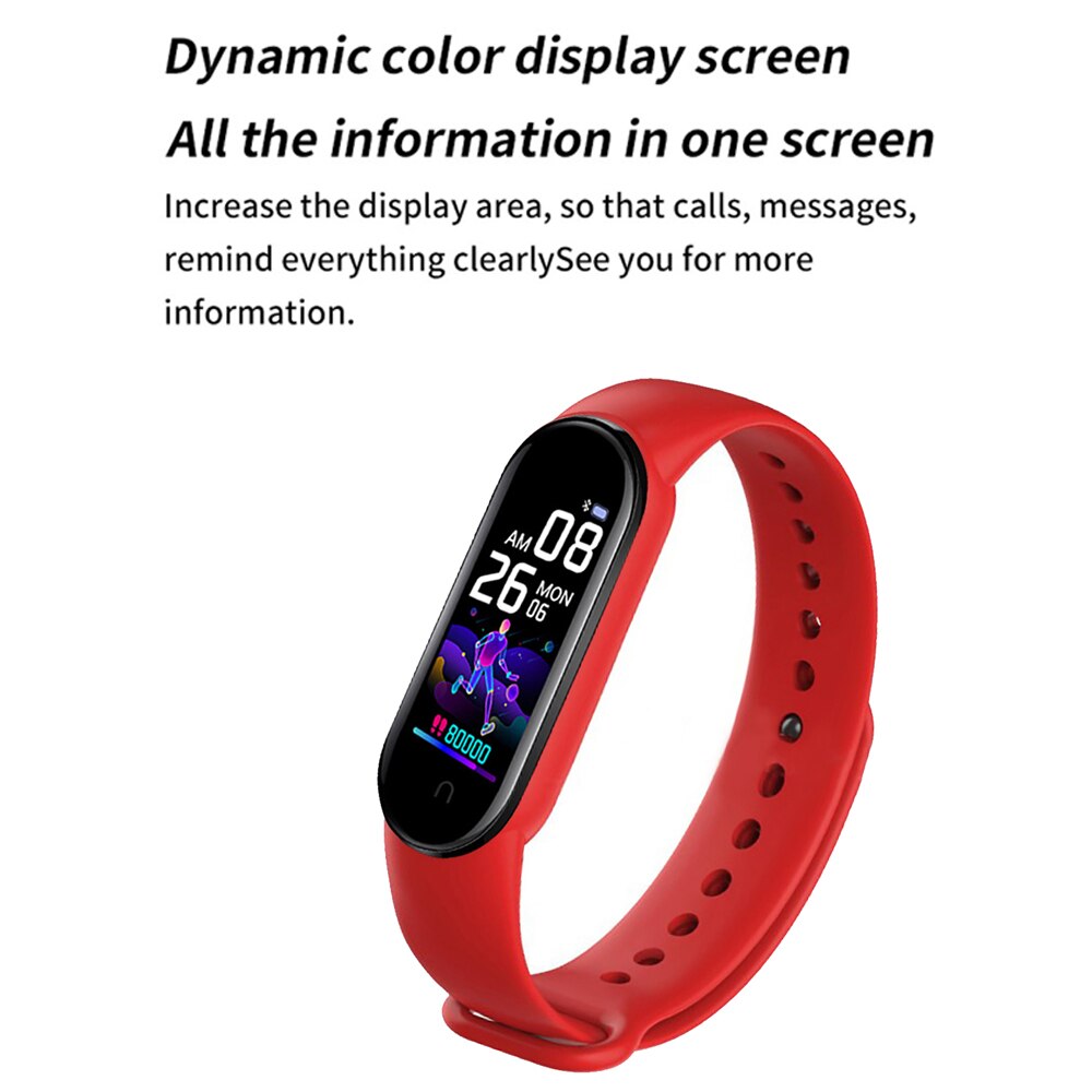 M5 slimme armbanden met kleurenscherm, sporttracker voor dames en heren, bluetooth fitnesshorloges, hartslagmeter en sportband voor android en ios