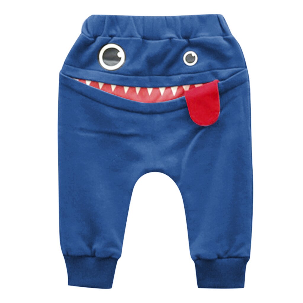 La ropa de los niños pantalones bebés, niños niñas de dibujos animados lindo tiburones lengua pantalones Harem Pantalones ropa: Blue / 12 meses