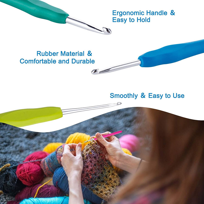 1pc crochê ganchos 2.0mm-8.0mm ergonômico crochê ganchos de plástico alça de tricô para diy artesanato ganchos agulhas ferramentas suprimentos