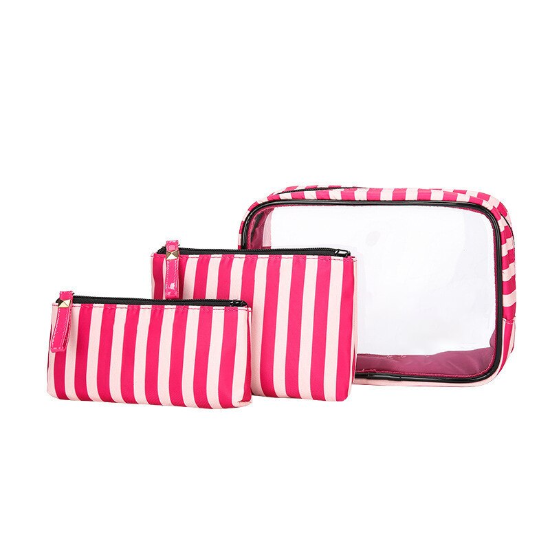 3Pcs di Corsa Trasparente di Immagazzinaggio Del Sacchetto di Trucco Borsa Da Viaggio Borse Da Toilette Per Le Donne della Chiusura Lampo Impermeabile di Grande Capienza Multifunzione: 09 rose red white