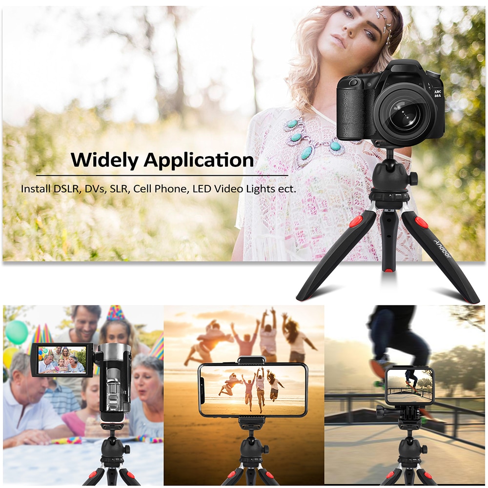 Andoer Mini Tabletop Tripod Camera Tripods Portable Foldable with 1/4" Mounting Screw for DSLR/Mirrorless Cameras Video Light