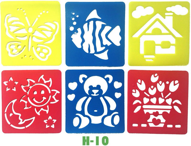 6 PCS/LOT. pesce granchio Anatra Rana modello di disegno stencil Per Bambini di arte bordo apprendimento Precoce giocattolo educativo Del Partito favor14x15cm 18 disegno: H-10