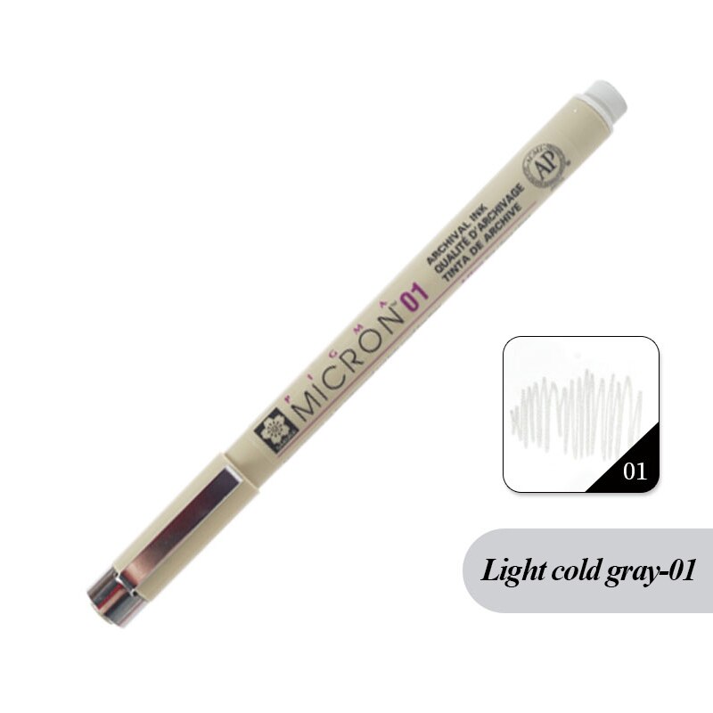 SAKURA Waterproof Thread Hooking Needle Pen Creation Color Drawing Pen Special for Drawing Art Animation Set Cold Gray: Lightcoldgray01