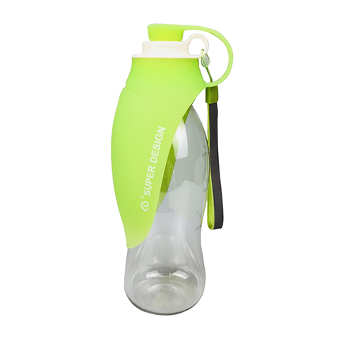 580ml bærbare kæledyrshunde vandflasker blød silikone blad rejse hundeskål til hvalp kat drikker udendørs kæledyr vand dispenser: Grøn