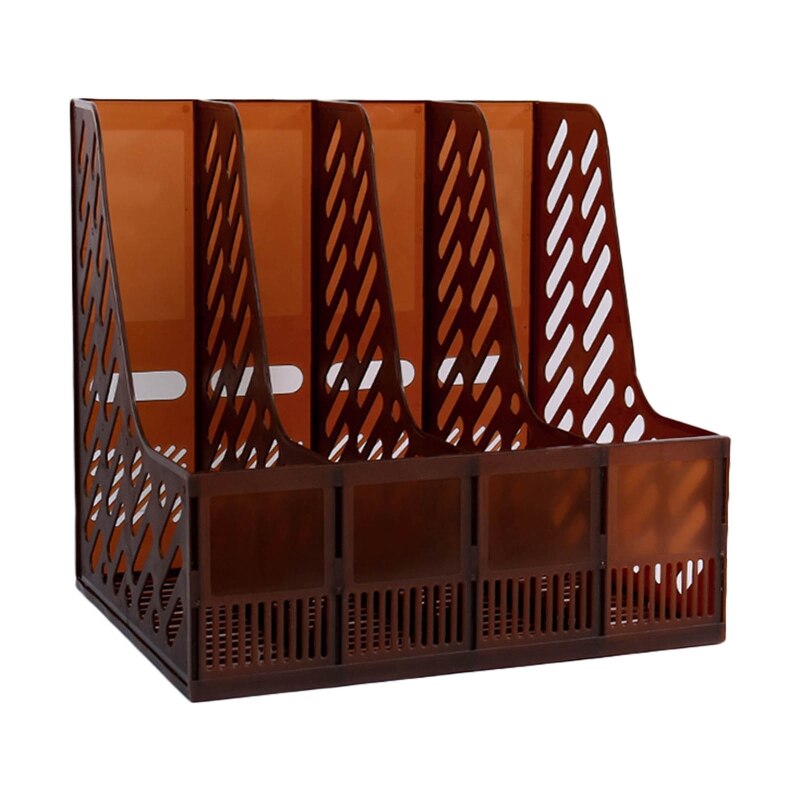 Desktop 4-Raster Bestand Map Verticale Tijdschrift Organizer Met Pen Houder 3 Containers Etiket Venster Voor Kantoor School: Yellow