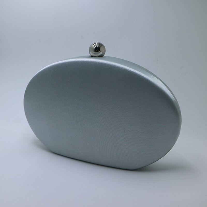 Royal Nightingales oval heart shape satin clutch bag and hard box case evening bags for womens party prom bolsas: silver as photo