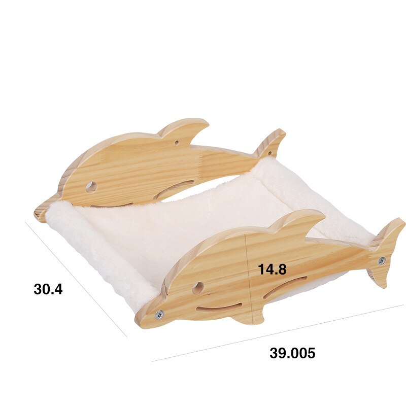 Hamaca montada en la pared para gatos, estante grande de madera para rascar, poste de escalada, muebles colgantes, camas para dormir, casa del árbol: WW1153