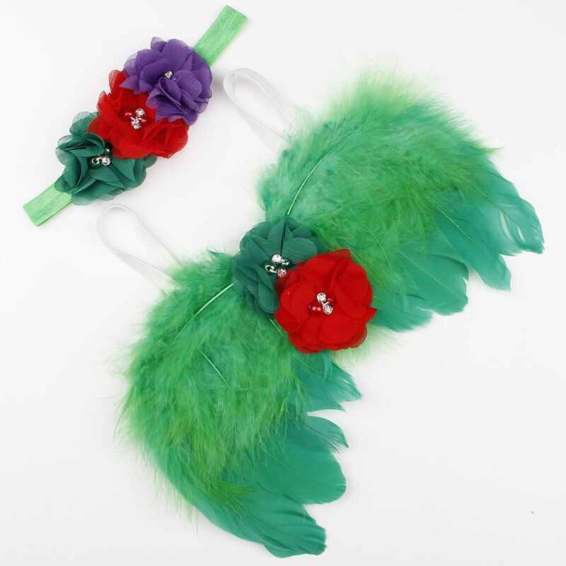 Neugeborene Baby Mädchen Jungen Kinder Flügel + Stirnband Blume Kostüm Foto Fotografie Prop Outfits 2PCS Sets