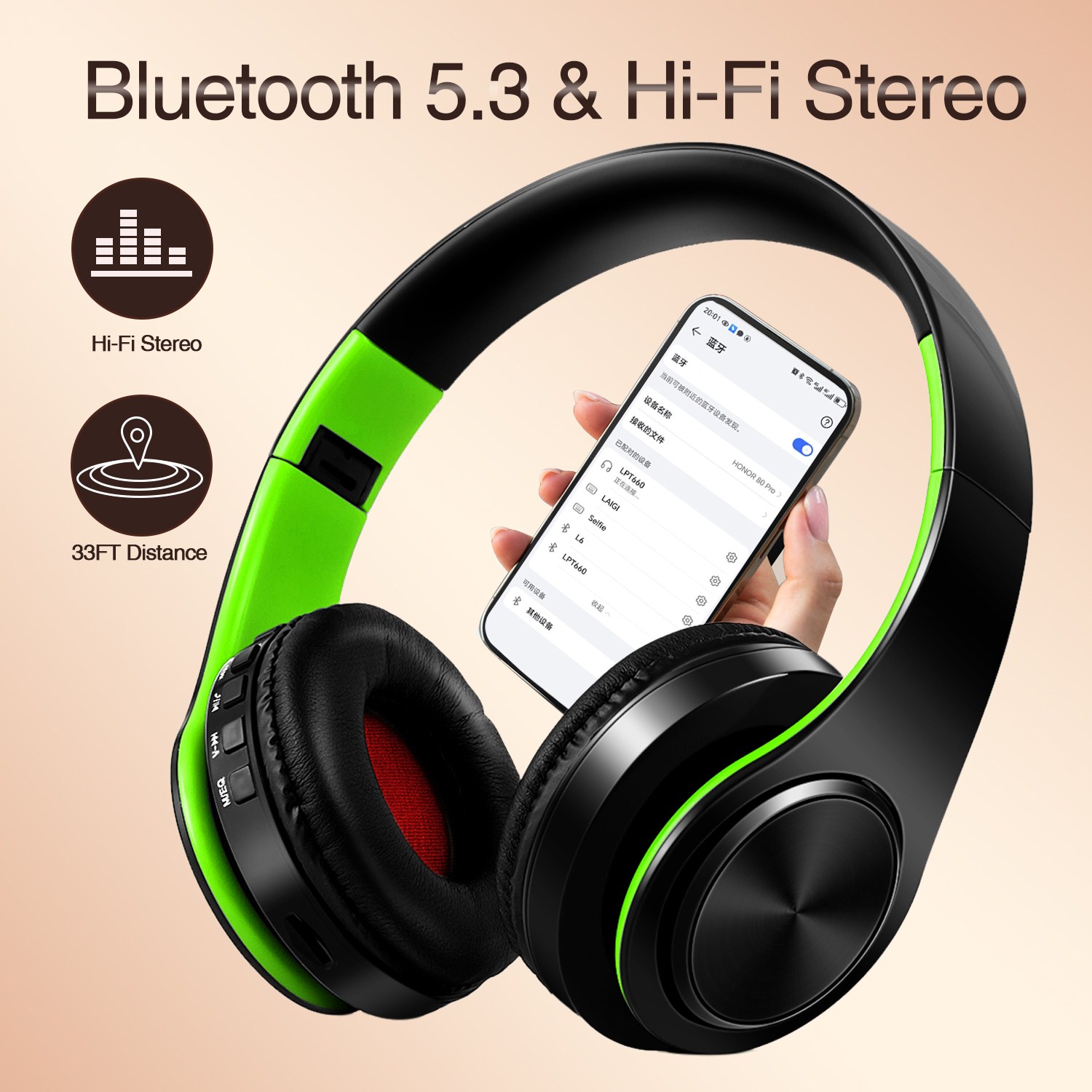 Girl Boy earphones Wireless Stereo Bluetooth Headphones Built-in Mic Soft Earmuffs Sports Headset BASS for ios and Android