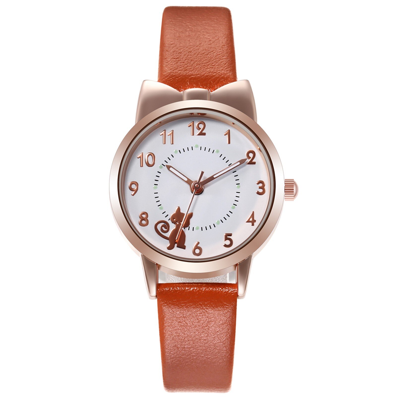 Lichtgevende Pointer Riem Horloge Sleek Minimalistische Mode Met Lederen Band Dial Vrouwen Quartz Horloge Horloge: Bruin