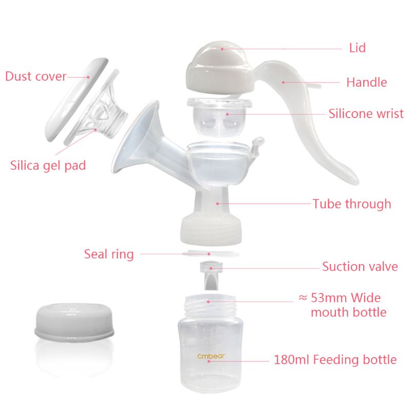 BPA Free Manual Breast Pump Nursing Milk Maker Baby Nipple Suction Feeding Milk Bottles Maternal Supplies for Travel