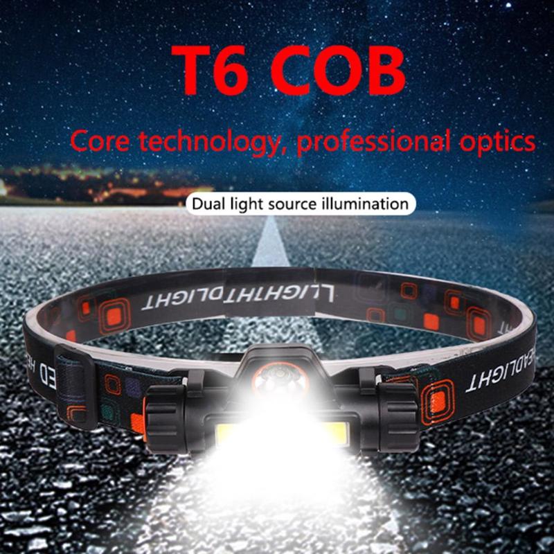 Mini COB LED Headlight Headlamp Flashlight USB Rechargeable Built-in 18650 Torch Camping Hiking Night Fishing Light Head Lamp