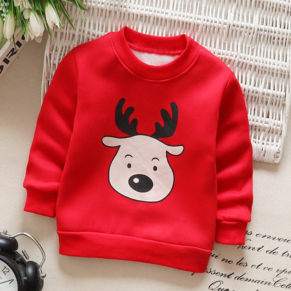 Peuter Sweatshirt Kids Meisjes Jongens Mode Herfst Winter Lange Mouw Cartoon Kerst Herten Crew Neck Tops Warme Kleding D27 #