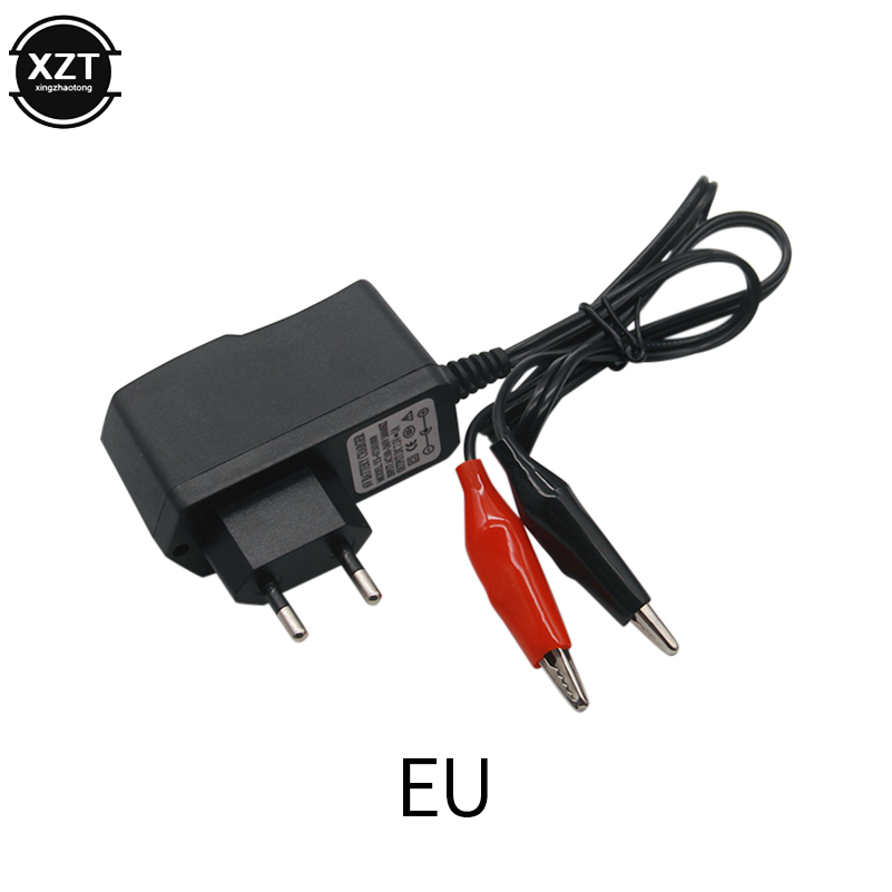 Cargador de batería automático Universal, 6V, 1A, para cochecito de bebé, coche de juguete, motocicleta, baterías selladas de plomo y ácido, enchufe europeo y estadounidense: Negro