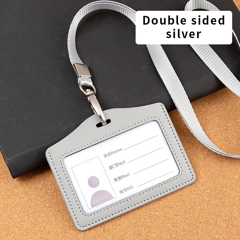 Leather student access Card Holder Employee Name ID Card Cover Metal Work Certificate Identity Badge Business Case: 11