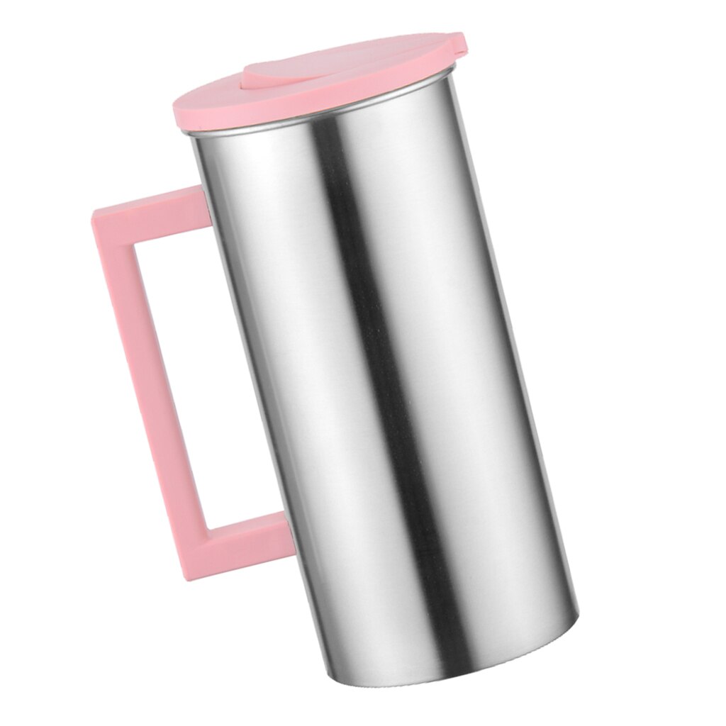 1.8 Liter Large Stainless Steel Water Pitcher Jug Drinks Juice Beverage Jugs: Pink