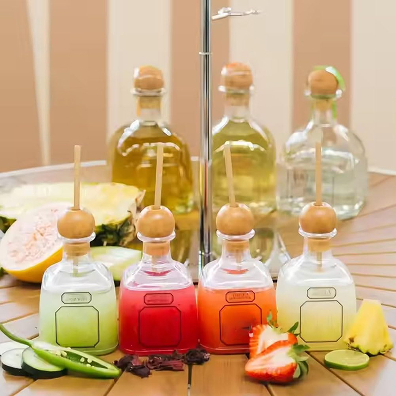 Reusable Cups With Straw Hole Patron Bottles Empty For Drinks Plastic Mini Patron Tequila Bottles Patron Liquor Bottle Cups