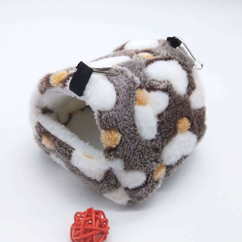 Cute Small Pet Bird Parrot Hamster Soft Comfortable Cage Plush Hanging Hammock Nest House Sleeping Bed Warm Nest Pet Products: Coffee / M 14x12cm