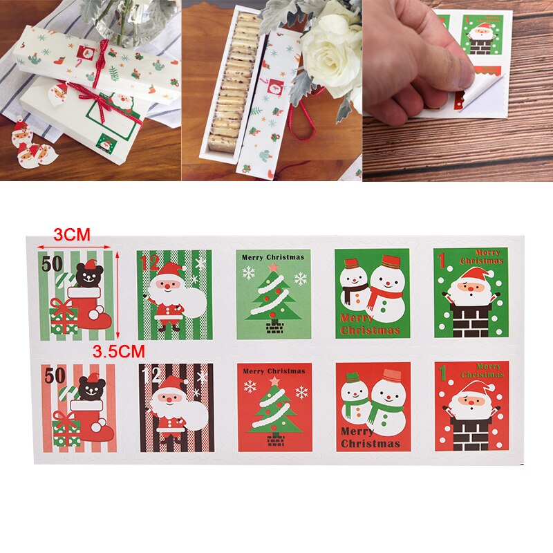 10Pcs Colorful Merry Christmas Stamp Seal Labels Sticker DIY Cakes Sticker kitchen label stickers for jar sticker label