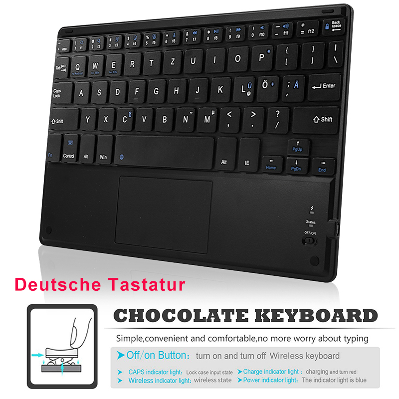 Touch Keyboard For iPad 10.2 Bluetooth Wireless German/English Keyboard For iPad 10.2 Spain/French/Russian Keyboards: German Keyboard