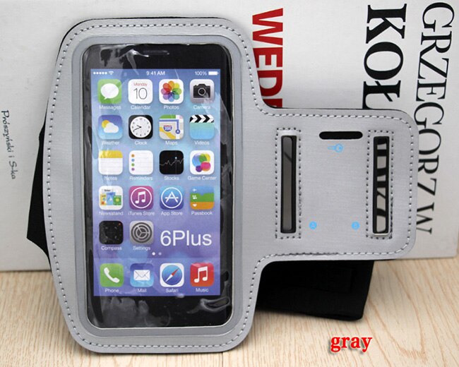 Universal 6.5" Mobile Phone Sweatproof Waterproof Jogging Running Arm Band Holder Case for iPhone4 5S SE 6 6S 7Plus for samsung: Gray