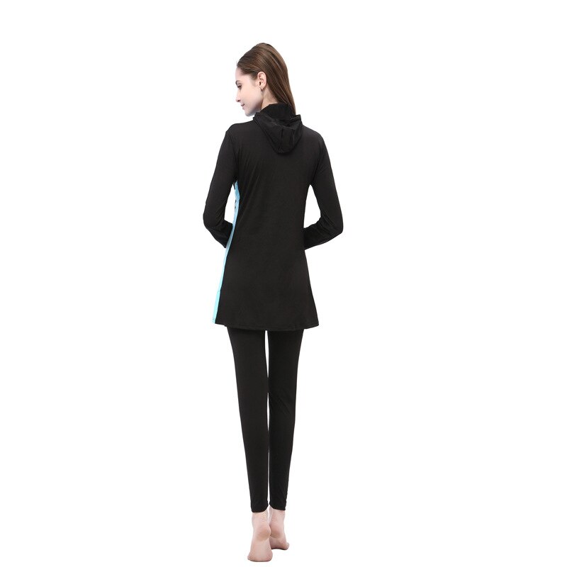 2020 solido Abbigliamento Spiaggia Per Musulmani Conservatore Costume Da Bagno Due Pezzi Set A Maniche Lunghe Trousersmuslim di Usura Per le donne S-5XL di ALTA Elasticità