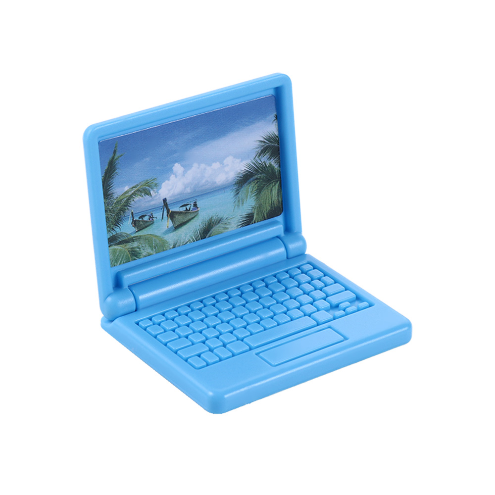 Decor DIY Accessoires Poppenhuis Decoratie Ambachten Poppenhuis Miniatuur Poppenhuis Meubels Simulatie Laptop Poppenhuis Computer: Marineblauw