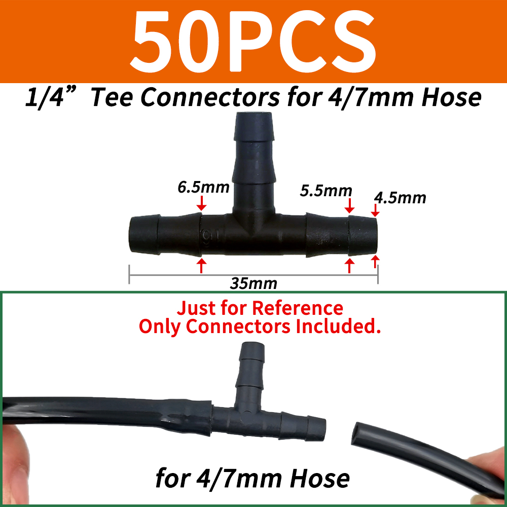 50pcs Barbed Connectors Irrigation Fittings Drip Irrigation Barbed Connectors 4/7mm Tubing Fittings for Flower Pot Garden Lawn: Navy Blue