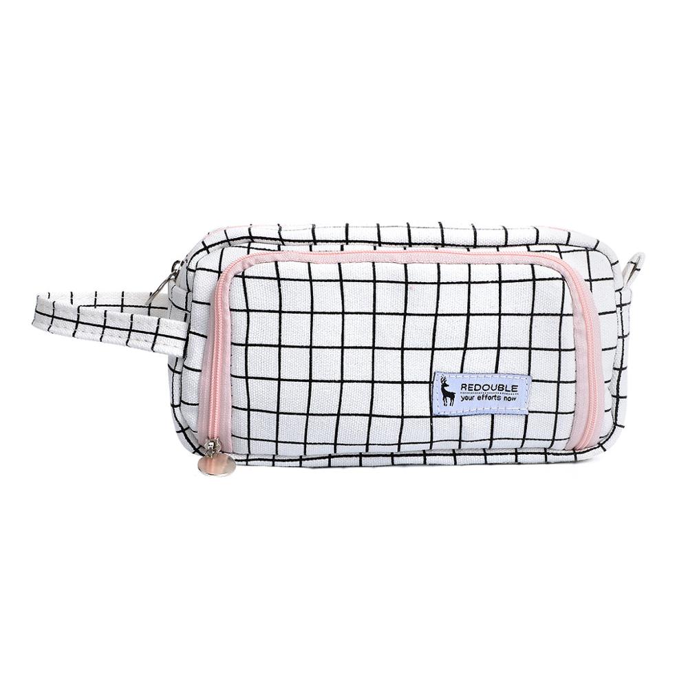 Jianwu 1Pc Solid Eenvoud Grote Capaciteit Potlood Tas Leuke Student Hoge Capaciteit Etui Kawaii Opbergtas Schoolbenodigdheden: Square