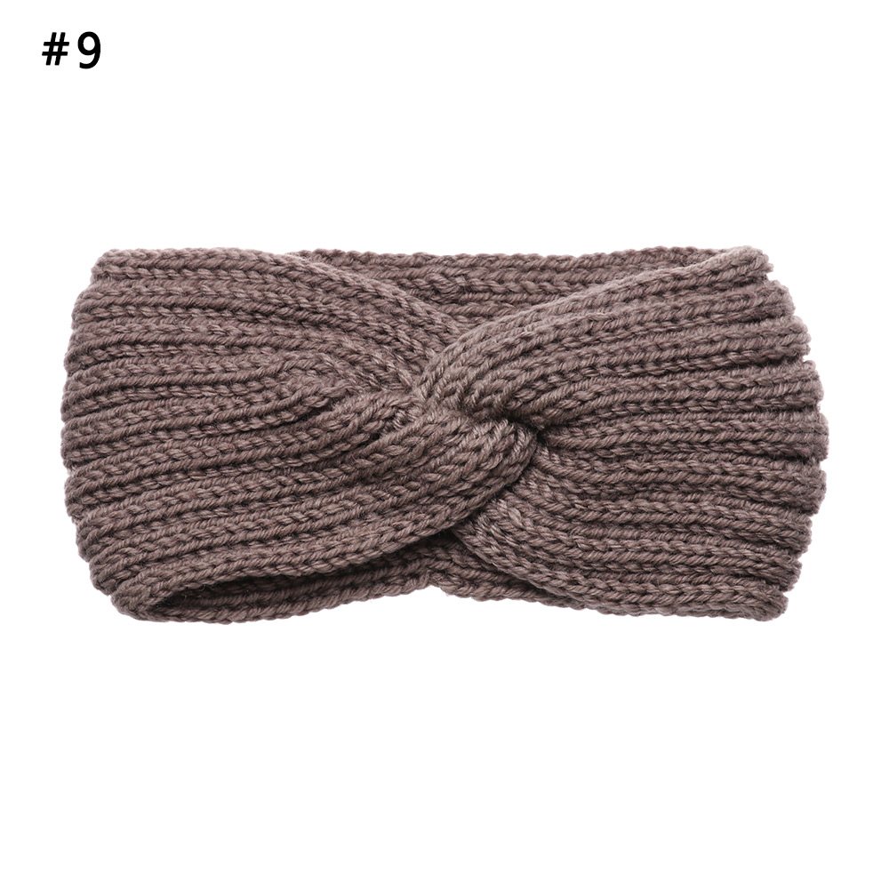 Bandeaux en laine tricotés au Crochet | Bandeaux d'hiver pour femmes, style bohémien, tissage croisé fait à la main, et solide: 9